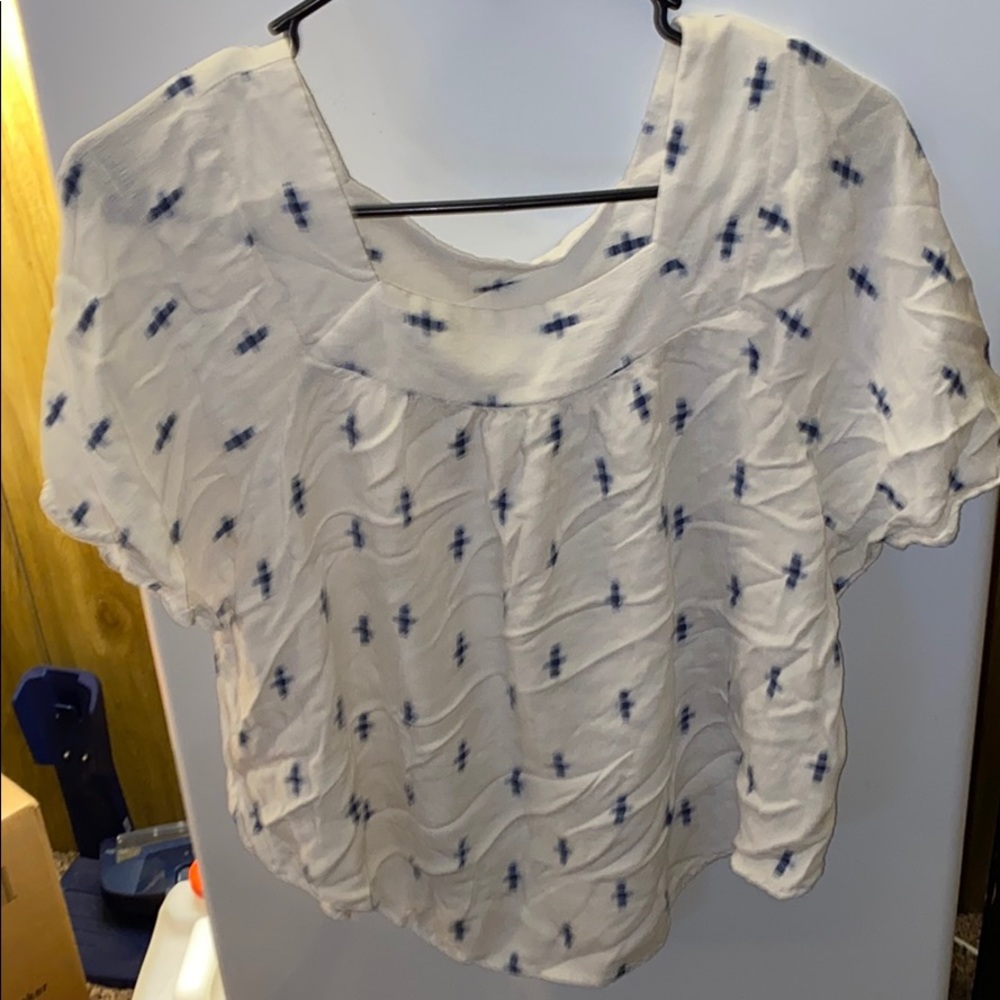 Blue and white blouse size M